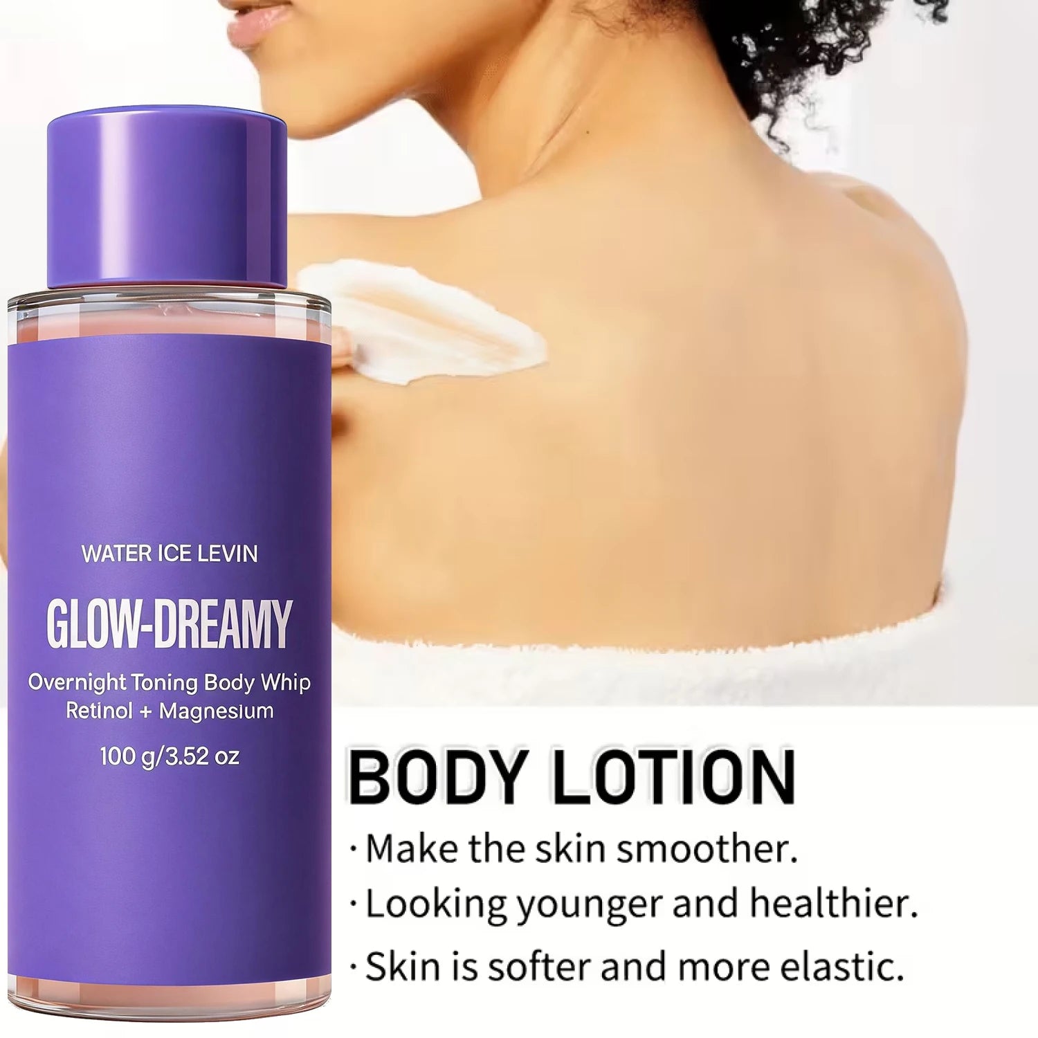 Retinol & Magnesium Overnight Toning Body Whip, Collagen Infused Moisturizing Firming Body Lotion Qme