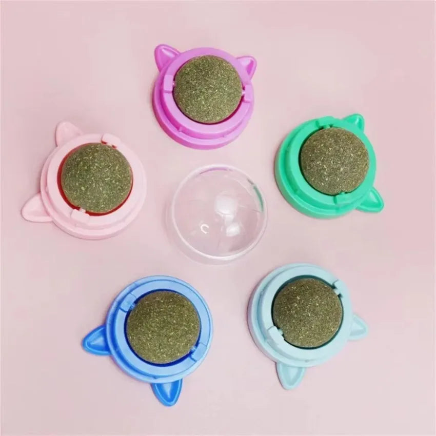 Rotating Catnip Ball Cat Shaped Pet Grinding Toy Interactive Licking Cats Scratch Ready To Eat Toy Ball Pet Supplies Wholesale Qme