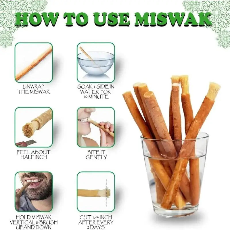 Portable Natural Miswak Toothbrush Traditional Teeth Whitener Manual Qme