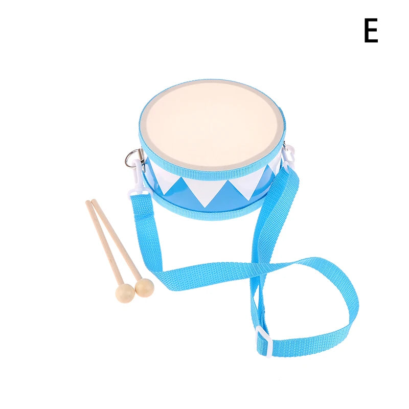 Kids Percussion Drum Wood Toy Carry Strap Music Instrument Teaching Qme E