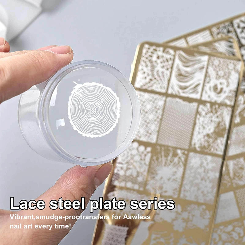 12x6cm Golden Rectangular Nail Stamping Plate Bowknot Butterfly Qme