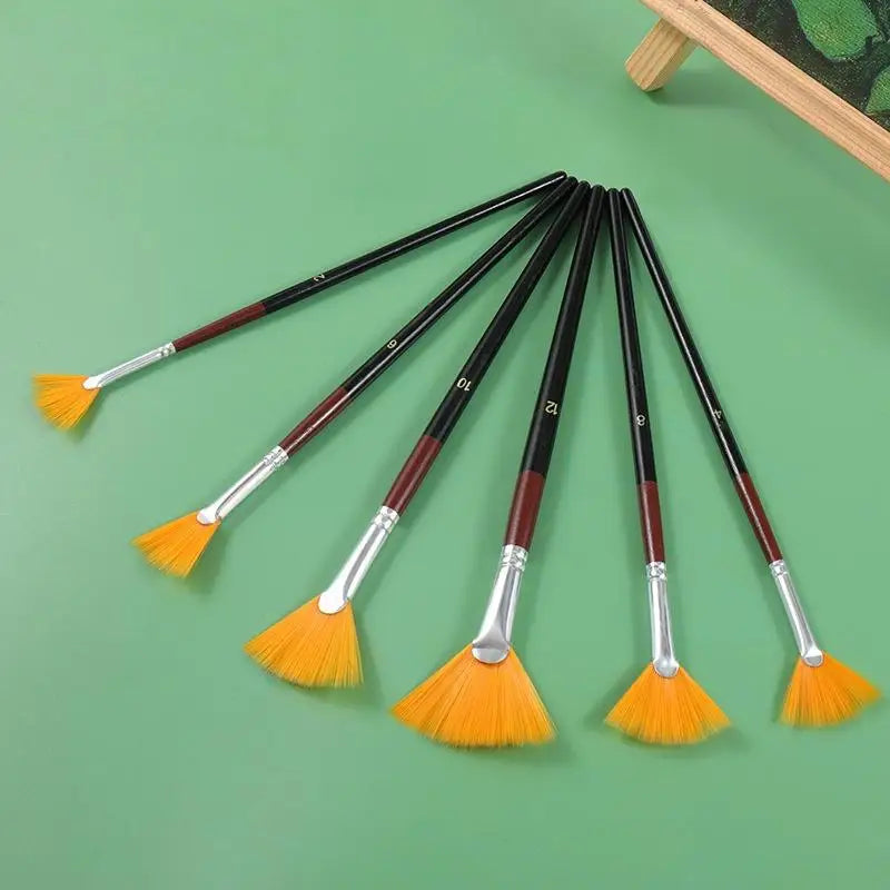 Oil Acrylic Paint Brushes Fan Nylon Hair Watercolor Artist Painting Qme