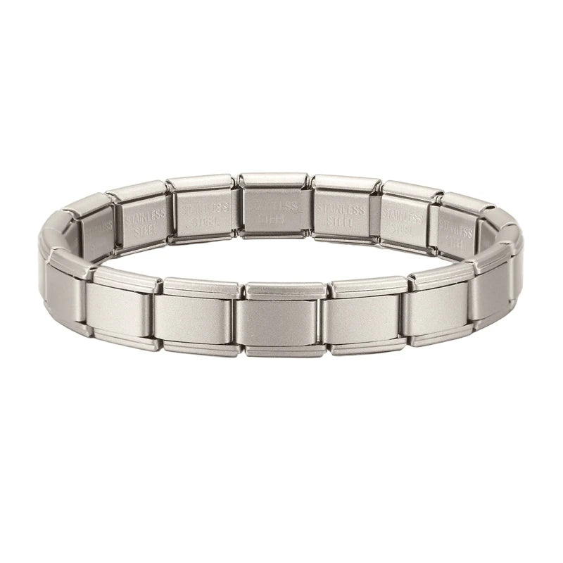 Italian Charm Link Stainless Steel Silver Blue Bracelet for Woman Men DIY Making 9mm Bead Golden Retro Bangle Jewelrys Wholesale Qme Style 14