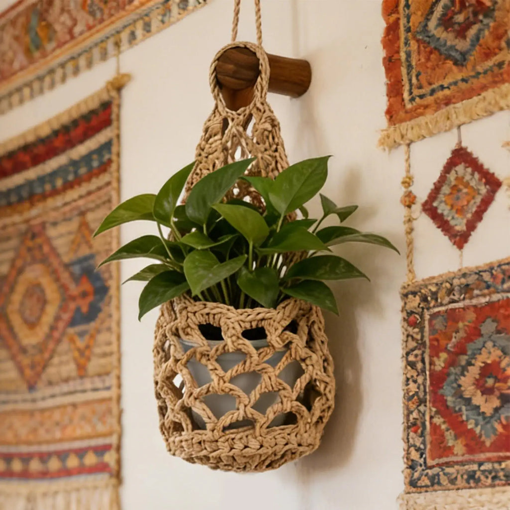 Macrame Plant Hanger Cotton Woven Decorative Space Saving Boho Flower Qme