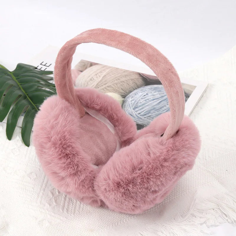 New Autumn Winter Soft Earmuffs Women Men Ear Keep Warmer Plush Solid Color Adjustable Foldable Ear Protection Muffs Earflap Qme plum