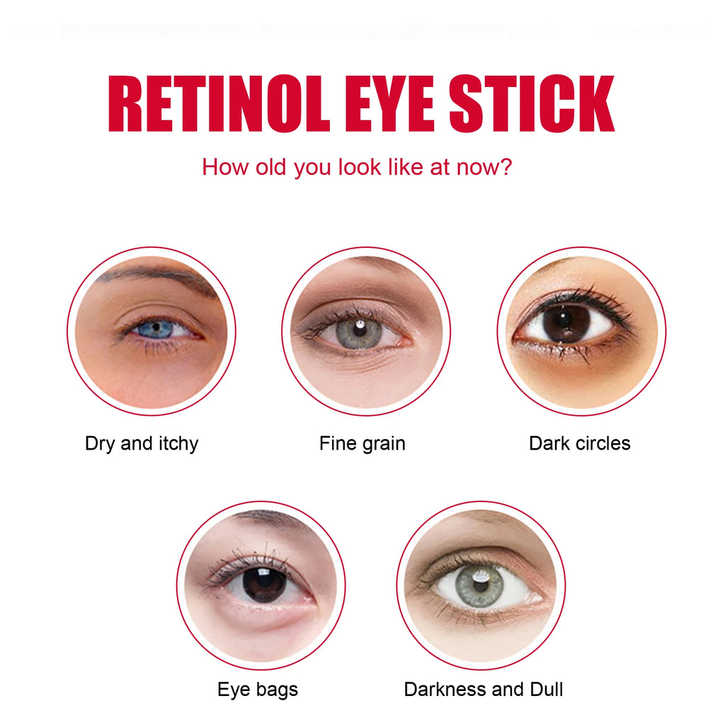 Retinol Eye Stick Anti-Wrinkle Lifting Firming Eye Cream Stick for Dark Circles & Fine Lines Moisturizing Brightening Skin Care Qme