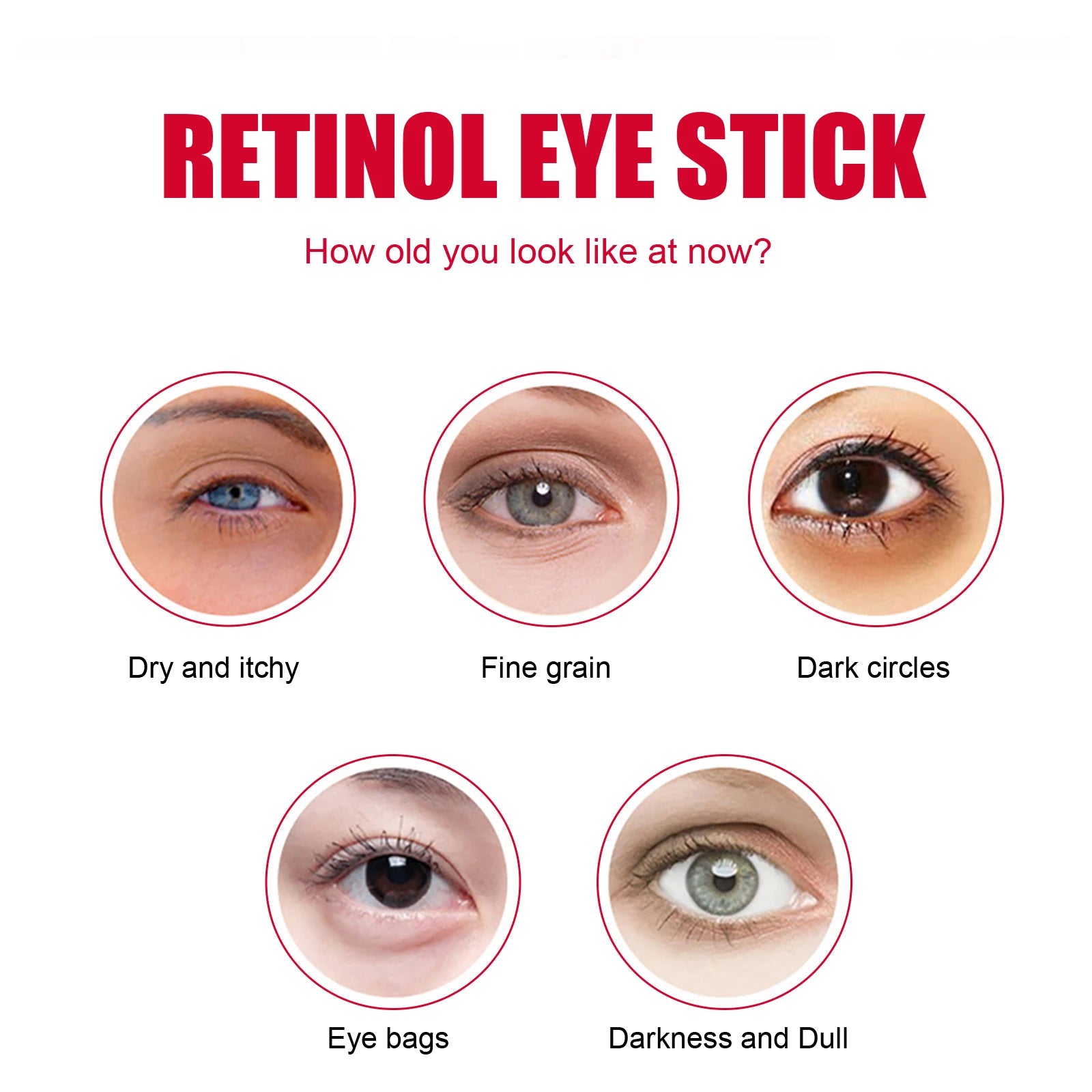 Retinol Eye Stick Anti-Wrinkle Lifting Firming Eye Cream Stick for Dark Circles & Fine Lines Moisturizing Brightening Skin Care Qme