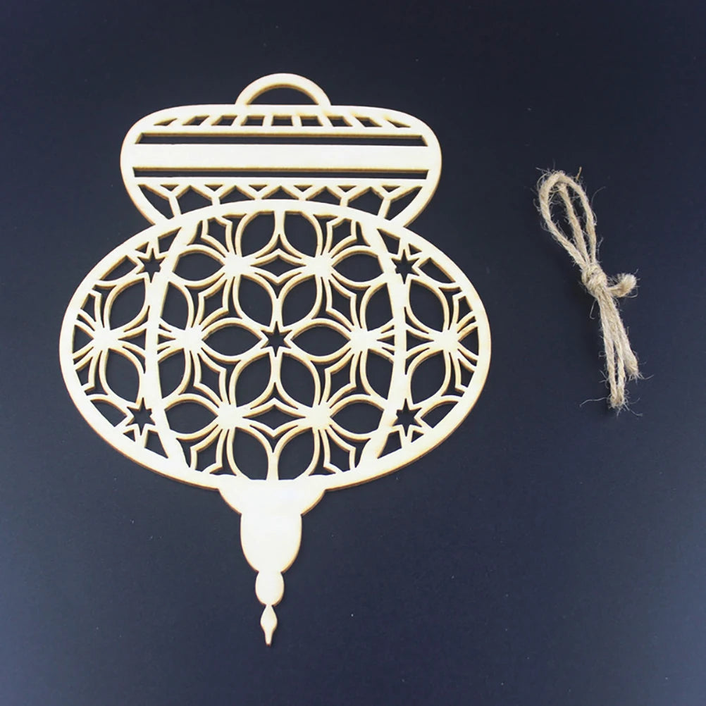 Wooden Moon Star Ramadan Ornaments Eid Mubarak Hanging Pendants DIY Islamic Muslim Festival Party Home Wall Decor Supplies Qme