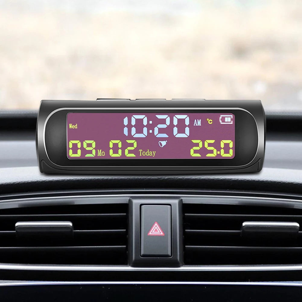 TPMS Look Solar Car Digital Clock with LCD Time Date In-Car Temperature Display for Outdoor Personal Car Part Decoration Qme