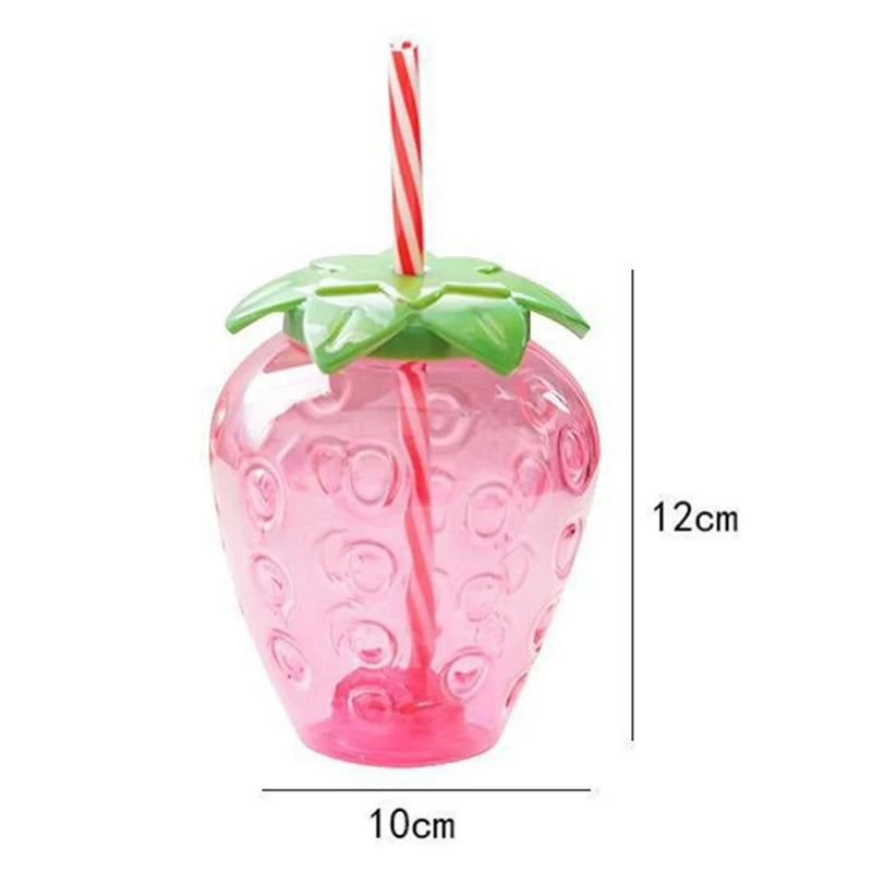 ^500ml Summer Cute Strawberry Straw Water Bottle Milk Coffee Straw Cup for Home Qme