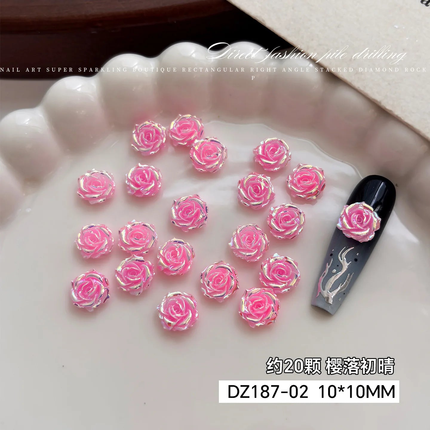3D Rose Butterfly Nail Charms, Resin Gradient Rose Camellia Flower Insect Flat Back Nail Art Decorations for DIY Press on Nails Qme rose-B about 20pcs