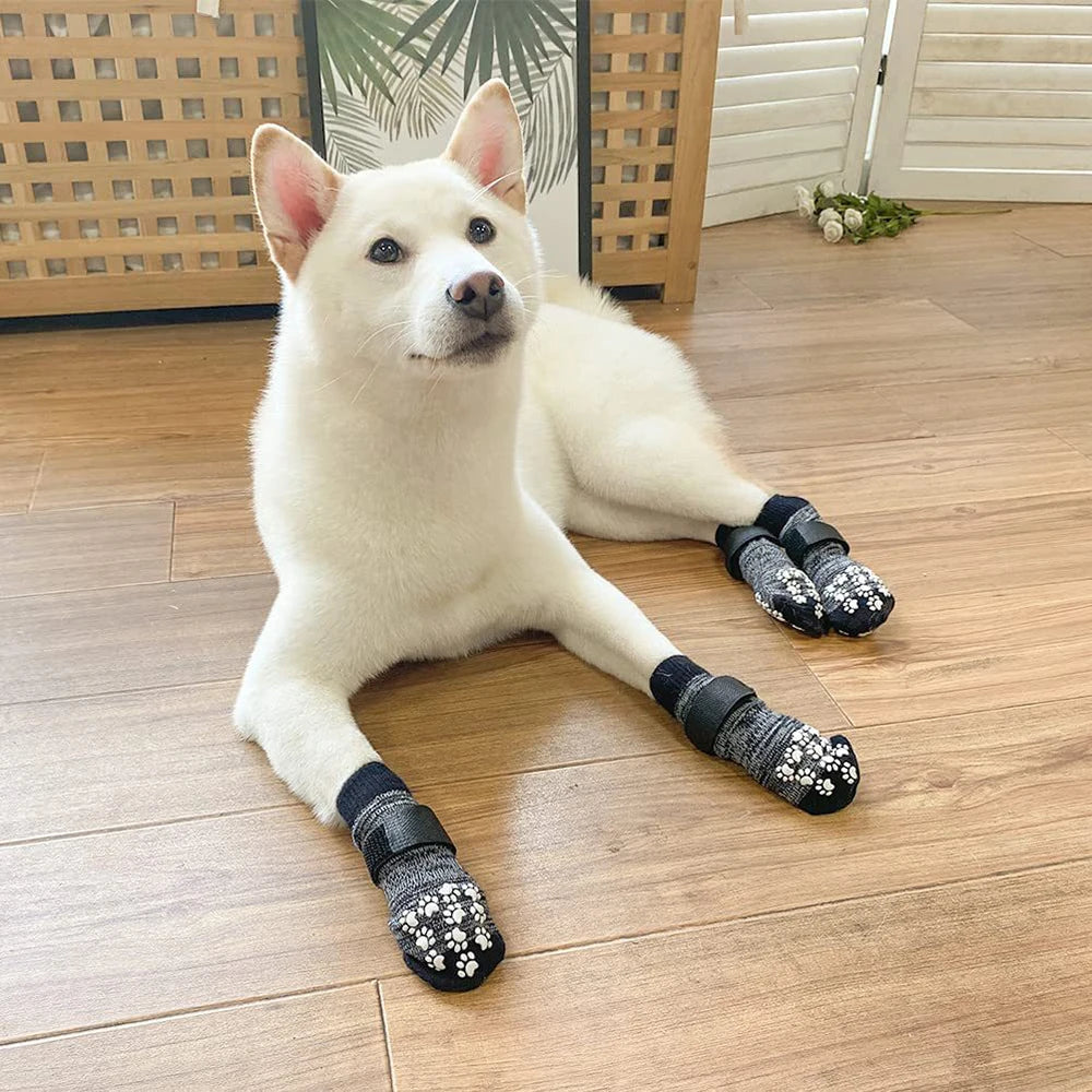 4PCS Pet Shoes, Dog's Foot Covers, Adjustable Indoor And Outdoor Non-Slip Socks For Pets. Qme