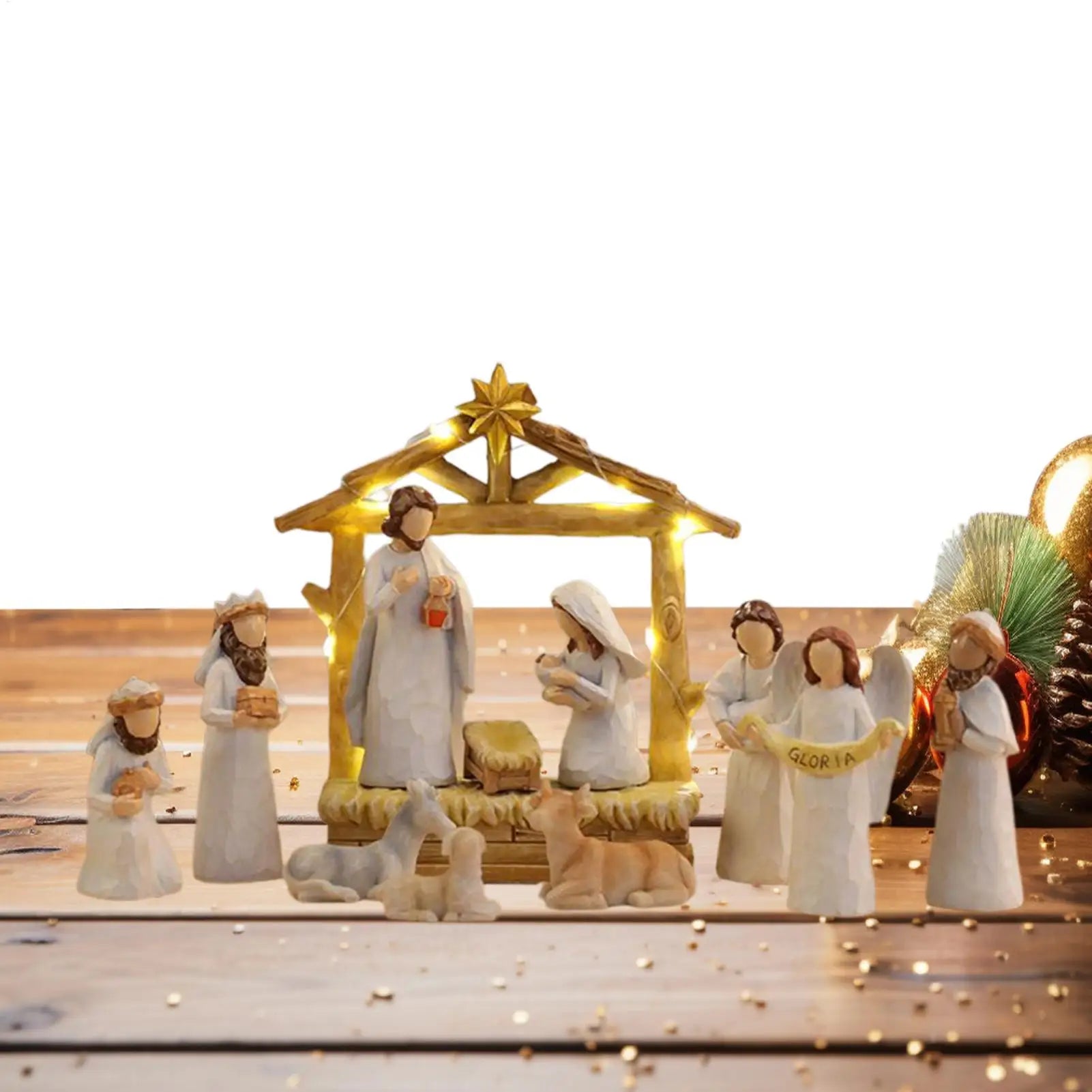 Christmas Nativity Scene Nativity Scene Jesus Statue Table Decor 12 Pieces Manger Statue Christmas Decorations For Home Bedroom Qme