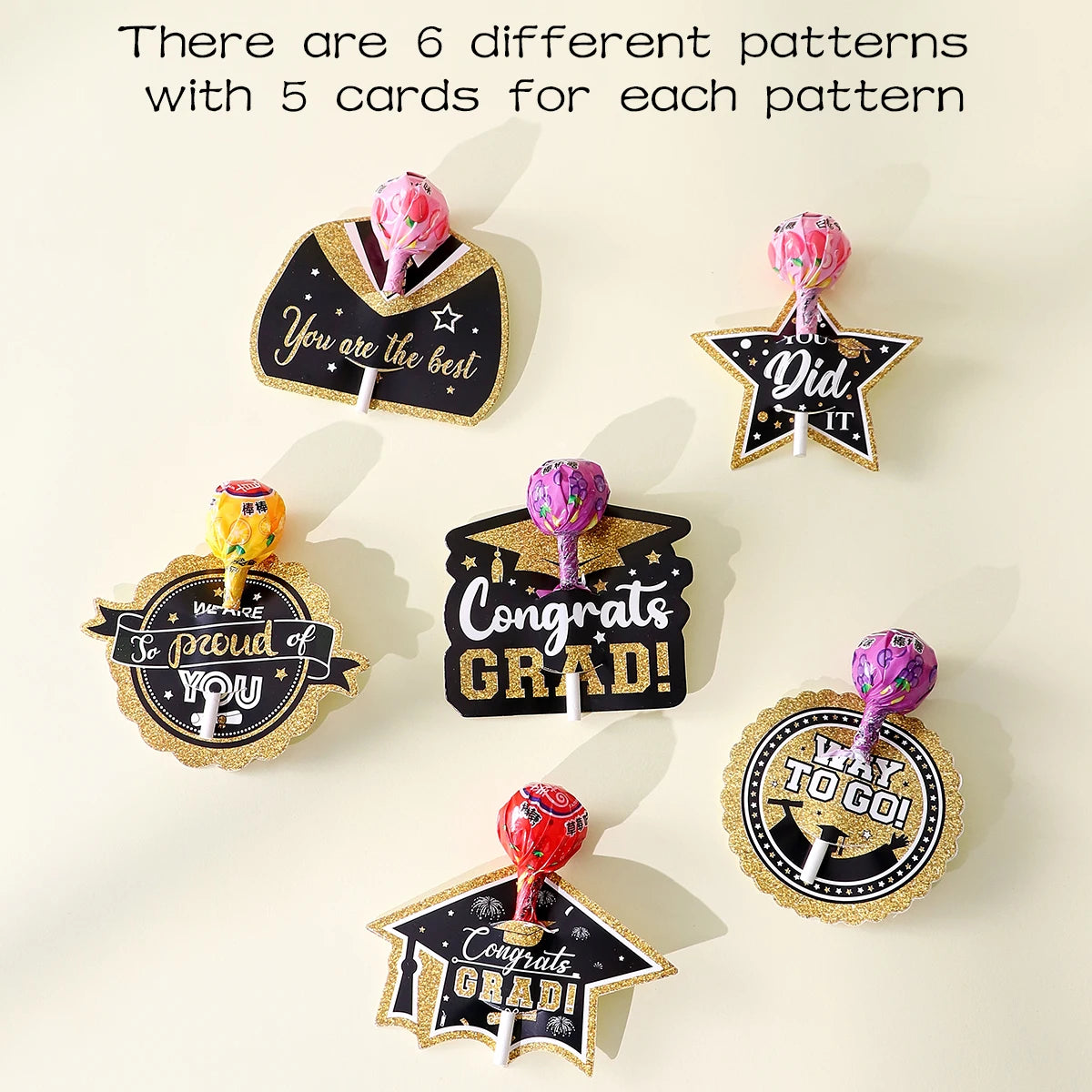 30Pcs 6 Styles Black Red Purple Graduation Season Sugar Decorative Cards Cute Creative Little Greeting Cards Qme 30Pcs 2 Other Other