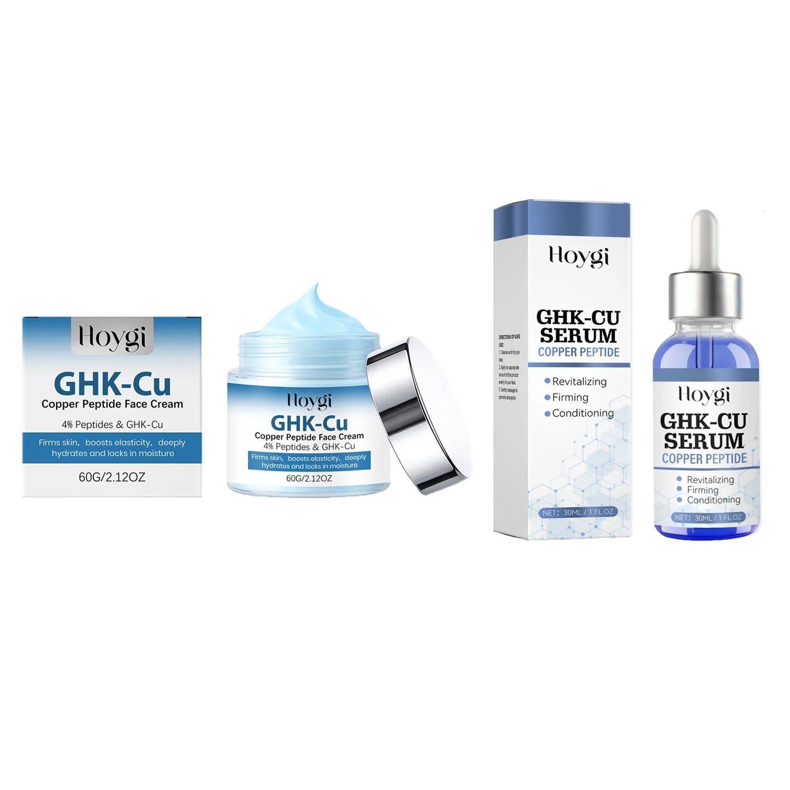 Copper Peptide Face Cream & Serum Set Firming Hydrating Skincare Smoothing Tightening Facial Skin Softens Skin Textur Qme 1 Set