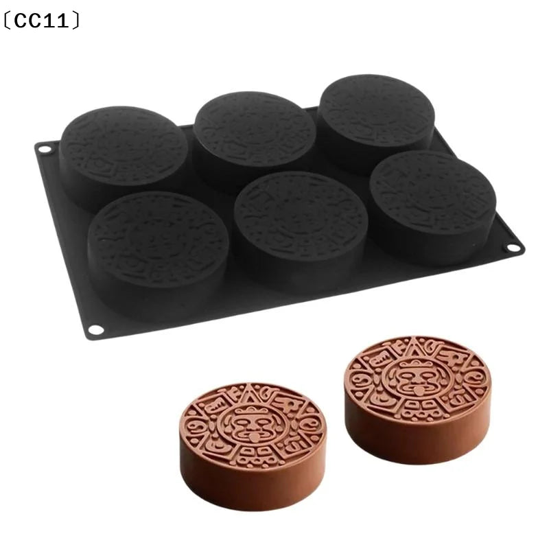 6 Cavity Mayan Totem Silicone Mold Mousse Cake Chocolate Pudding Qme