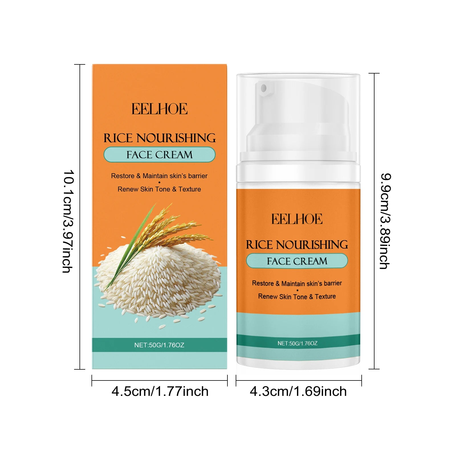 Rice Skincare Set 5 IN1 Gentle Brightening Makeup Remover Makeup Remover Toner Face Cream Eye Cream Moisturizing Glowing Skin Qme Face Cream