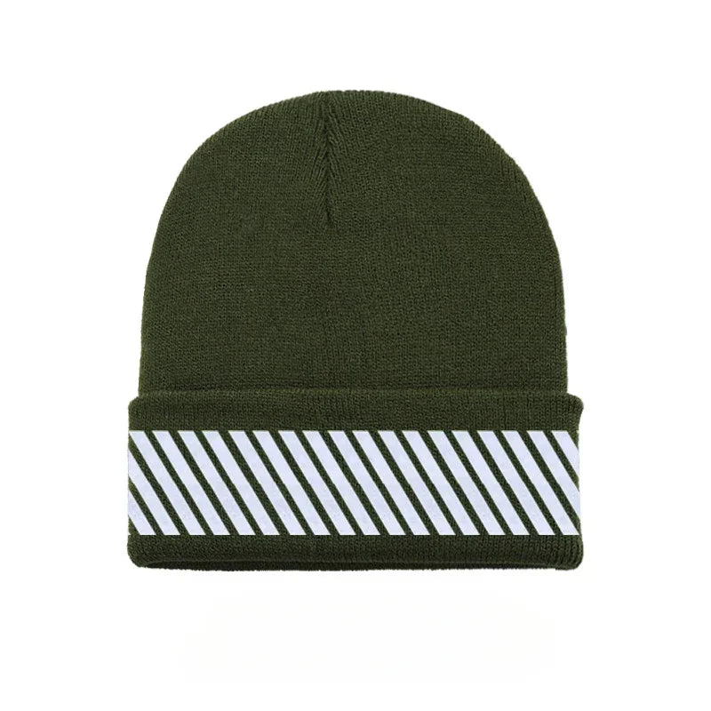 New Knitted Fluorescent Cute Autumn Winter Bonnet for Women Girls Ladies Casual Warmer Caps Qme Army green