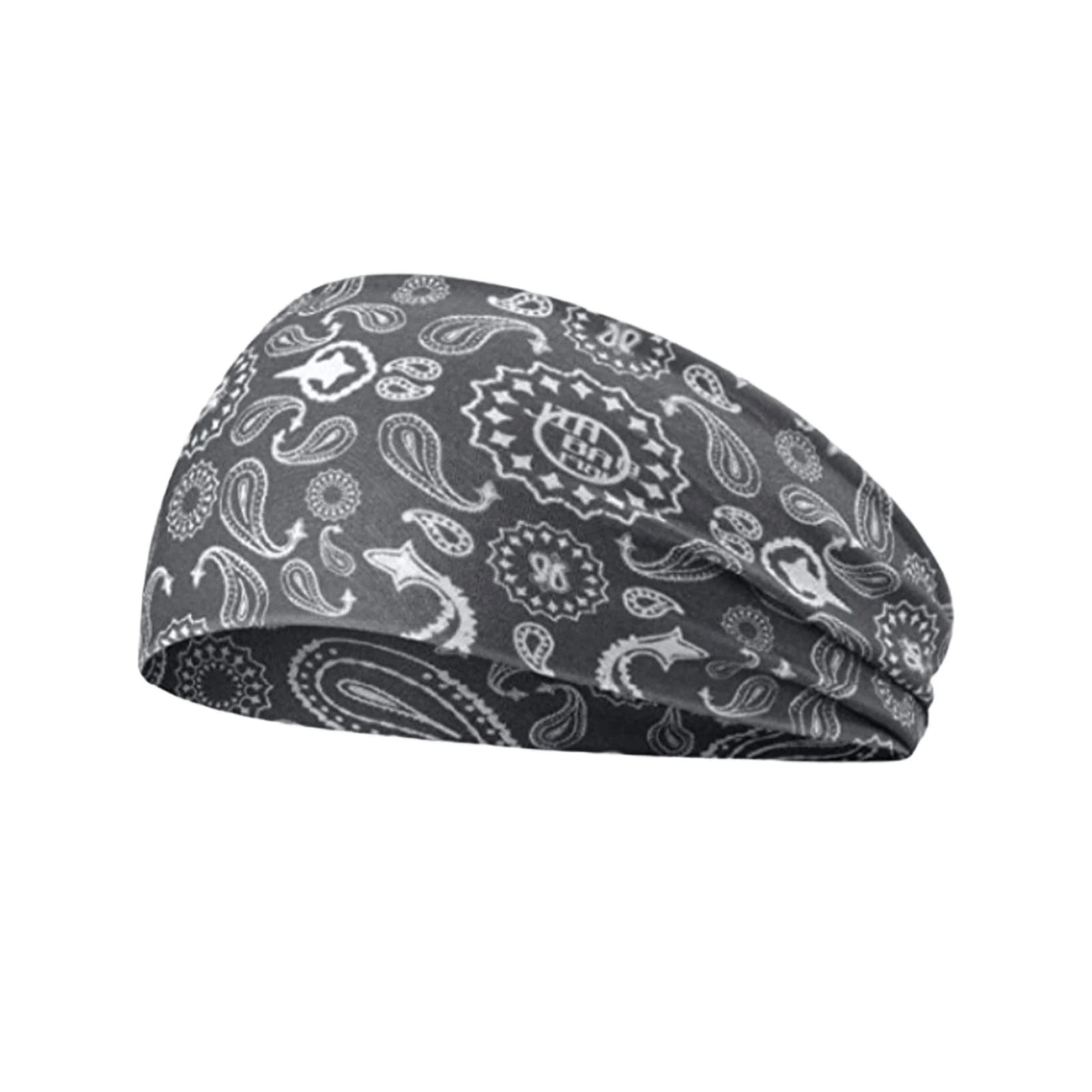 Unisex Ethnic Style Printed Running Fitness Headband for Sports Yoga Sweatproof High Elastic Cotton Fashion Headscarf Accessory Qme F One Size