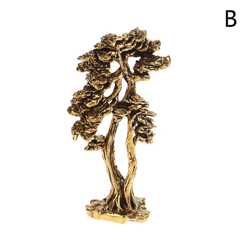 Small Bonsai Tree Statues Decorations Accessories Brass Mini Welcome Qme B