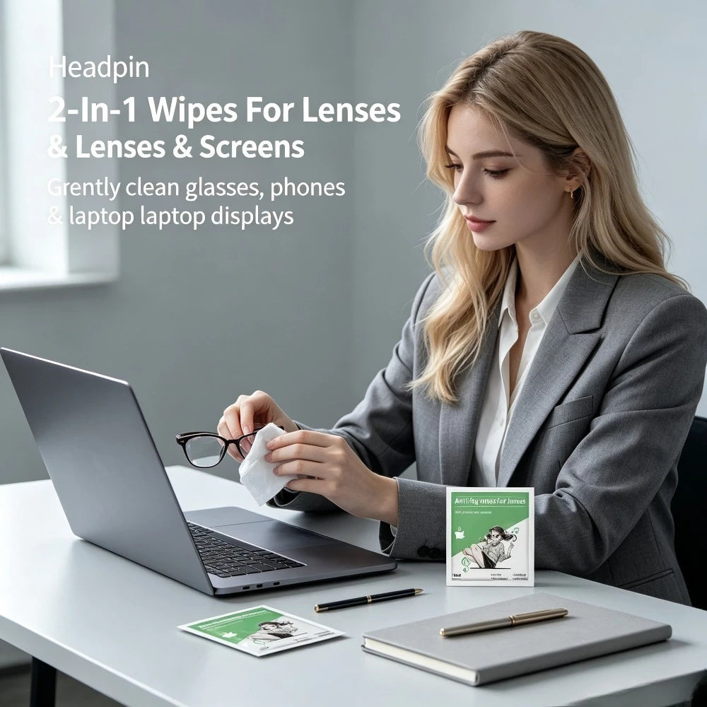 Anti-fog Wipes for Glasses, Universal for Glasses/Helmet Visors, Long-lasting Anti-fog Without Blurring, Streak-free Wiping Qme