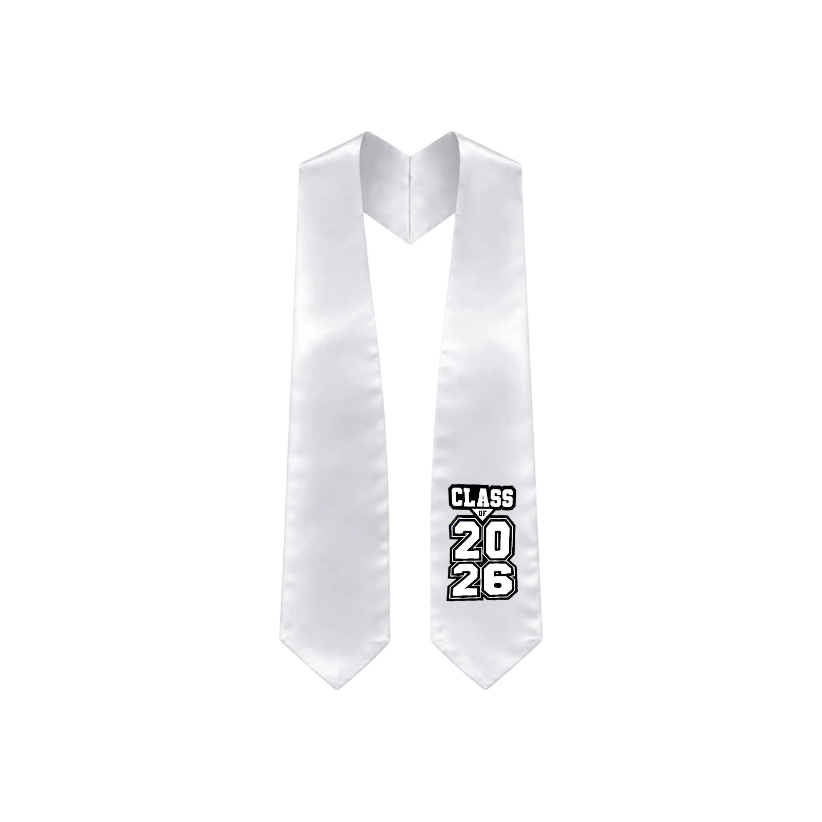 Graduation Stole Sash Satin Plain Stole Bachelor Gown Scarf Unisex Classic Black and White Adult Graduation Apparel Accessories Qme White