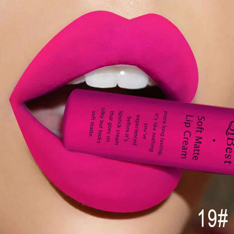 QIBEST Waterproof Matte Nude Liquid Lipstick Pigment Dark Red Black