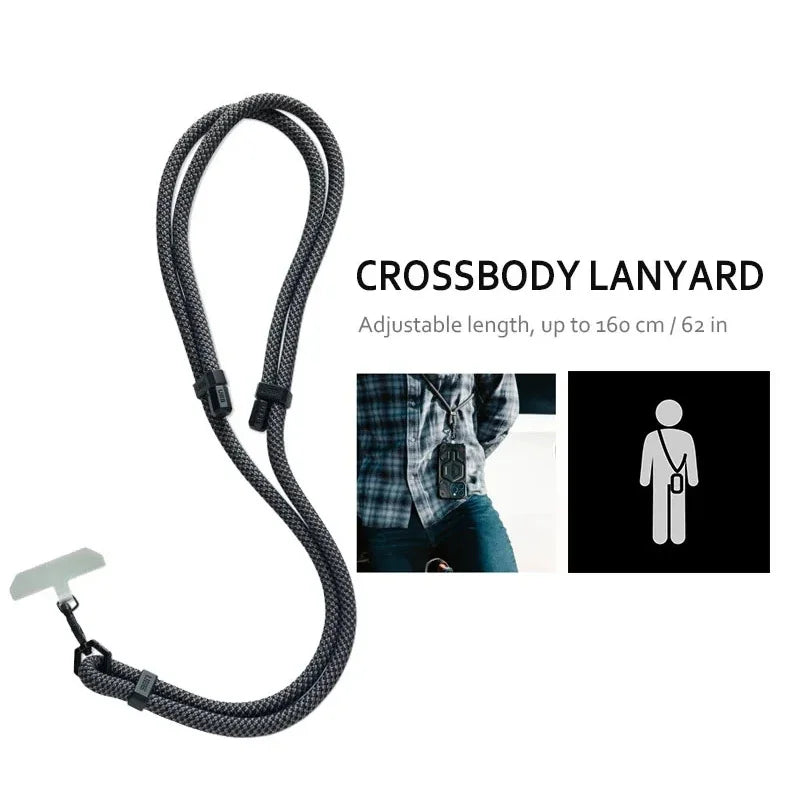 Universal 160CM Crossbody Lanyard Strap Chain For Phone Case Cover Sport Climbing Colorful Nylon Single Cord Rope Qme B-70CM