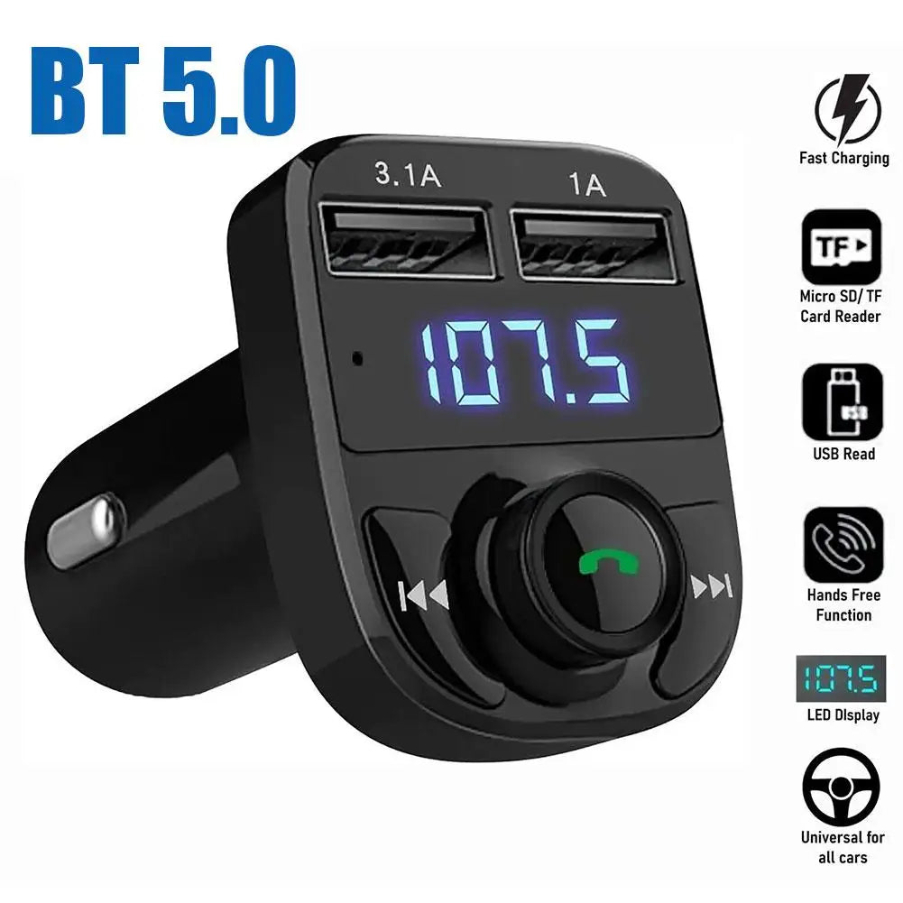 NEW Car Charger FM Transmitter Bluetooth Audio Dual USB Car MP3 Player autoradio Handsfree Charger 3.1A Car Accessories Qme