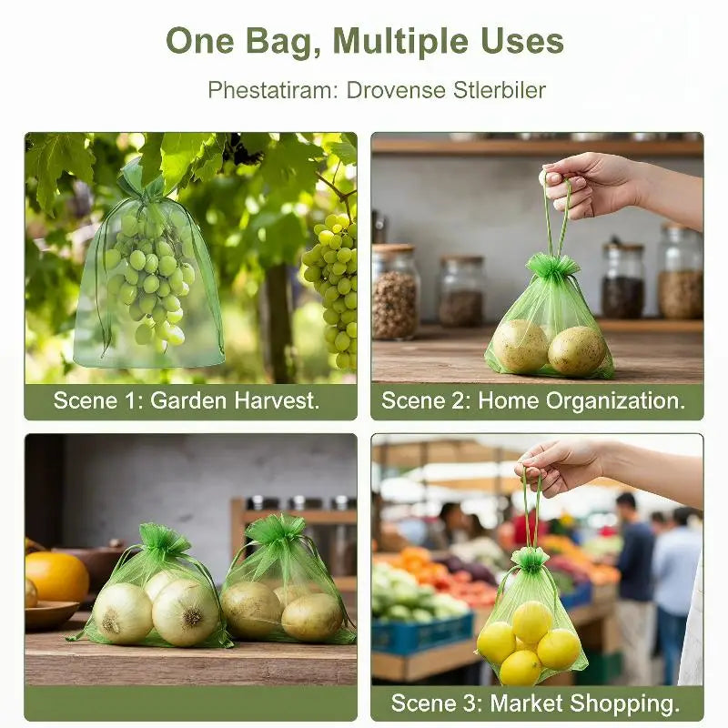 20 Reusable Fruit Proof Drawstring Bags Plants Protection Mesh Pest Qme