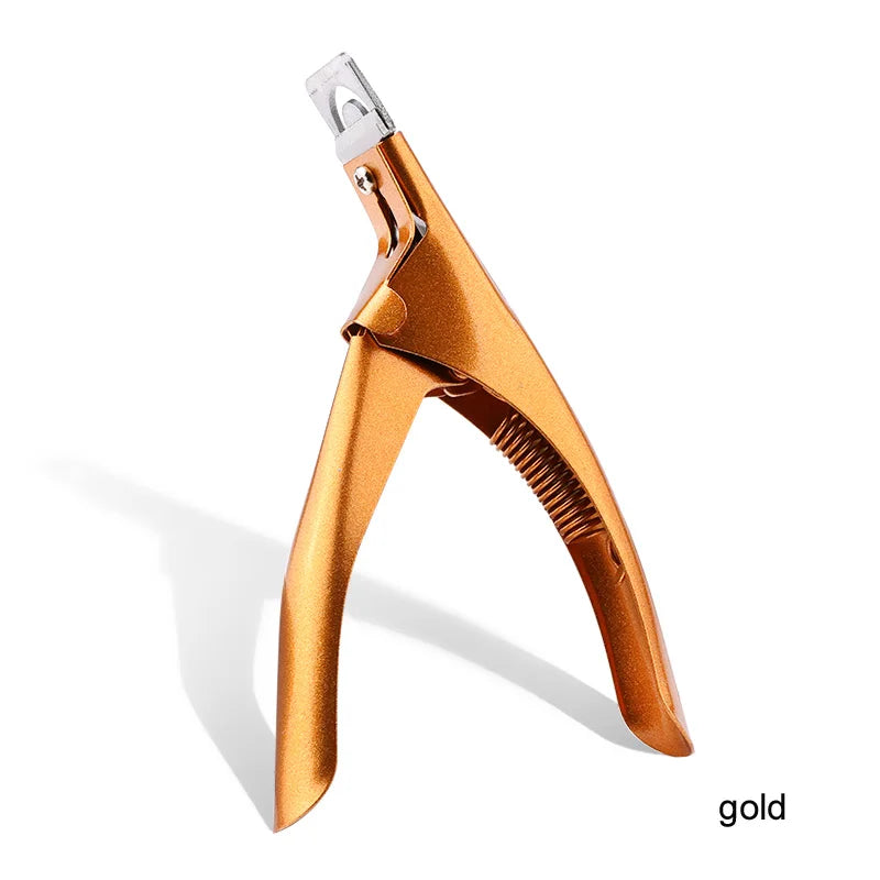 Stainless Steel U Shaped False Nail Cutter Professional Acrylic Nail Tip Trimming Clipper Multipurpose Manicure Salon Care Tool Qme Gold