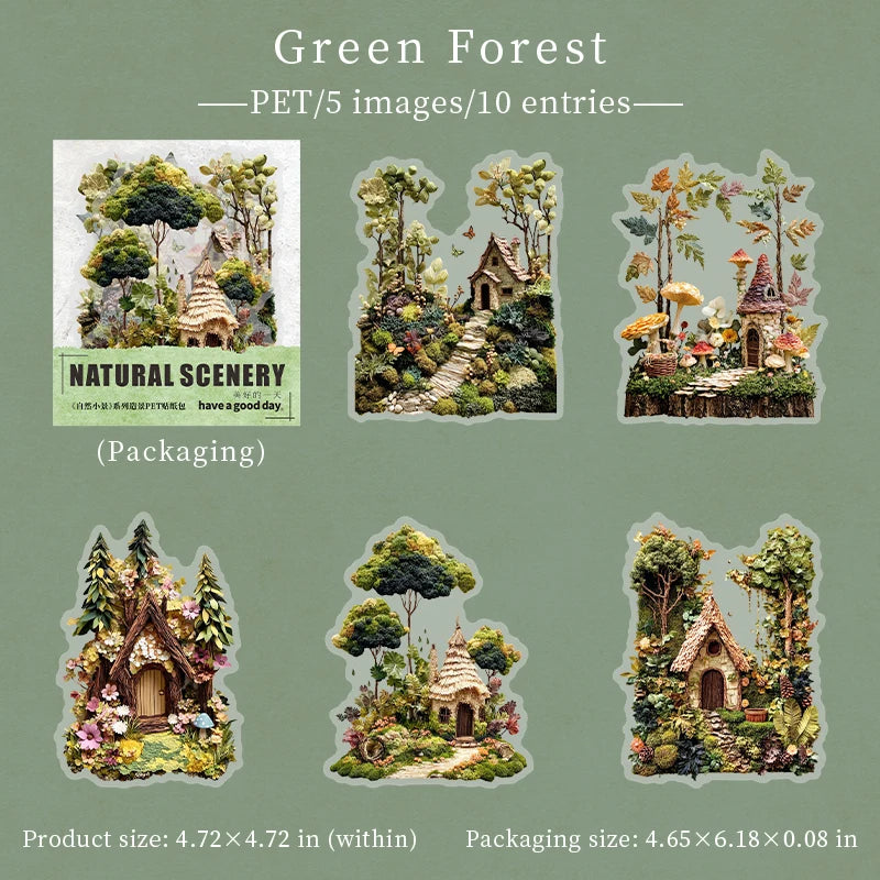 Fairy Tale House Scenery Stickers, Multi-Scene Collage Materials for Journal Scene Creation, Elegant Stationery for Students Qme D