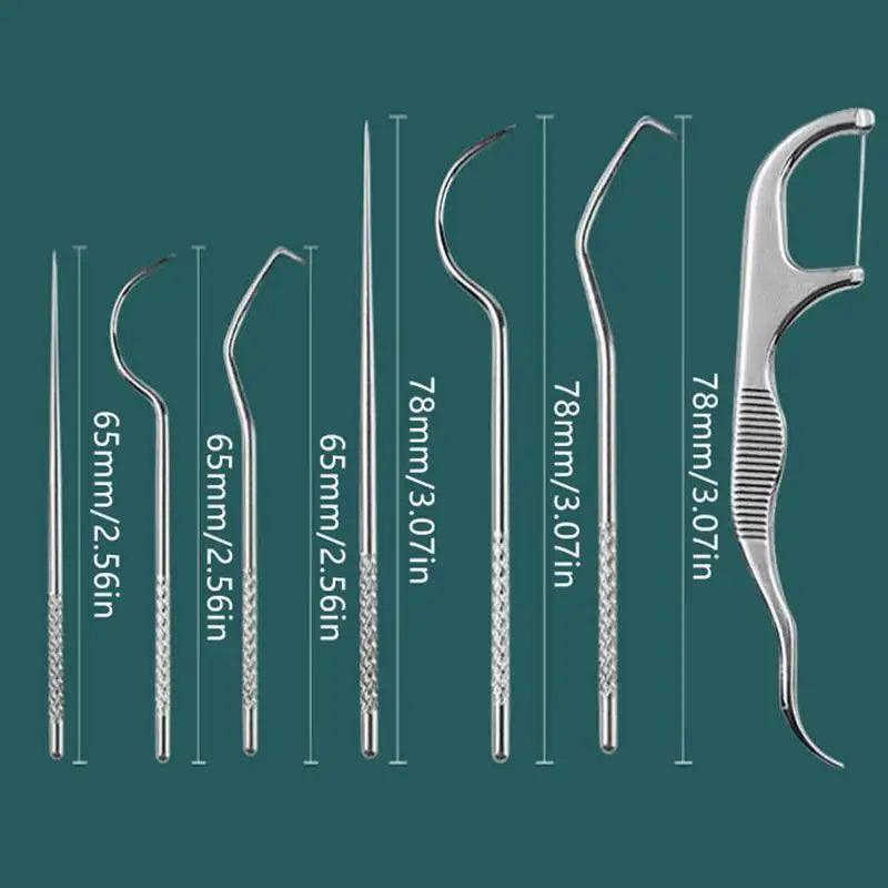 Portable Toothpick Floss Teeth Cleaner Oral Cleaning Stainless Steel Qme