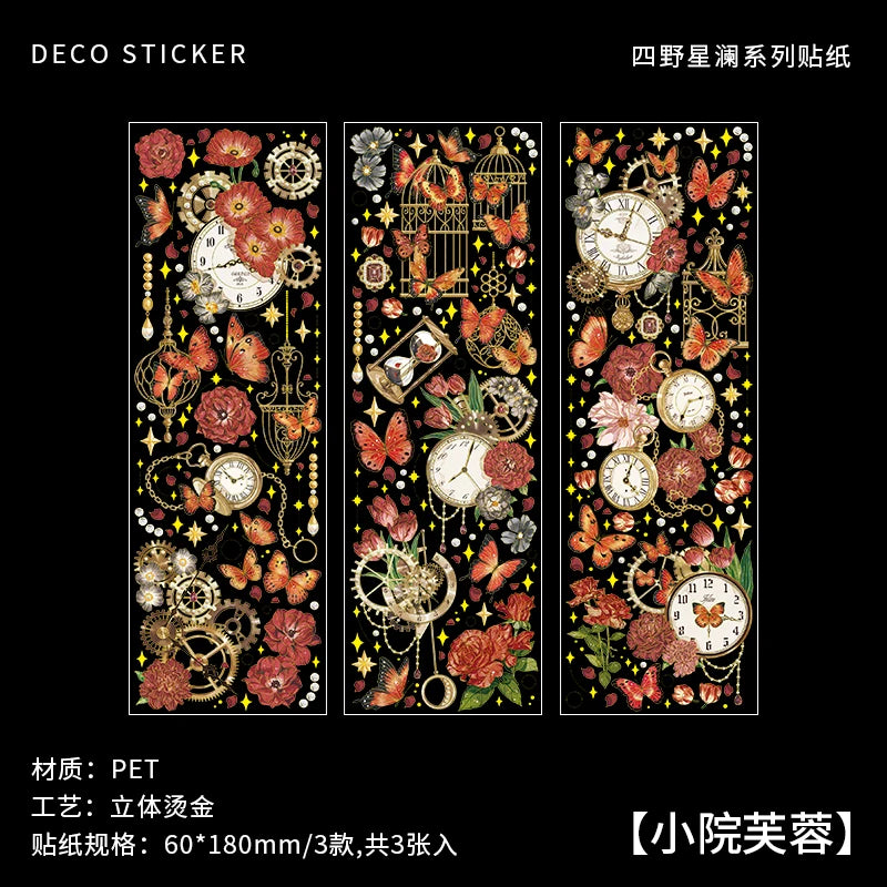 2 Sheets Chinese style Koi Flat Stickers aesthetic Journal notebook junk journal supplies Diy Scrapbooking Stationery Sticker Qme O