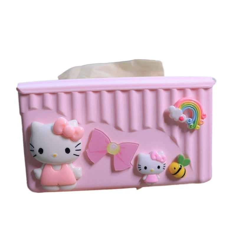 Hello Kitty Pink Creative and Cute Tissue Box Bathroom and Household Tissue Holder, Living Room Plastic Napkin Holder Qme