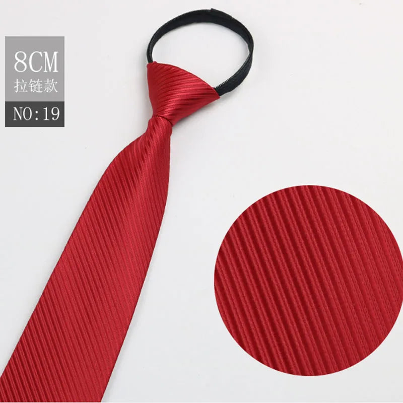 Zipper Ties Men Pre-tied Neck Tie Red Black Navy Blue Neckties Qme black