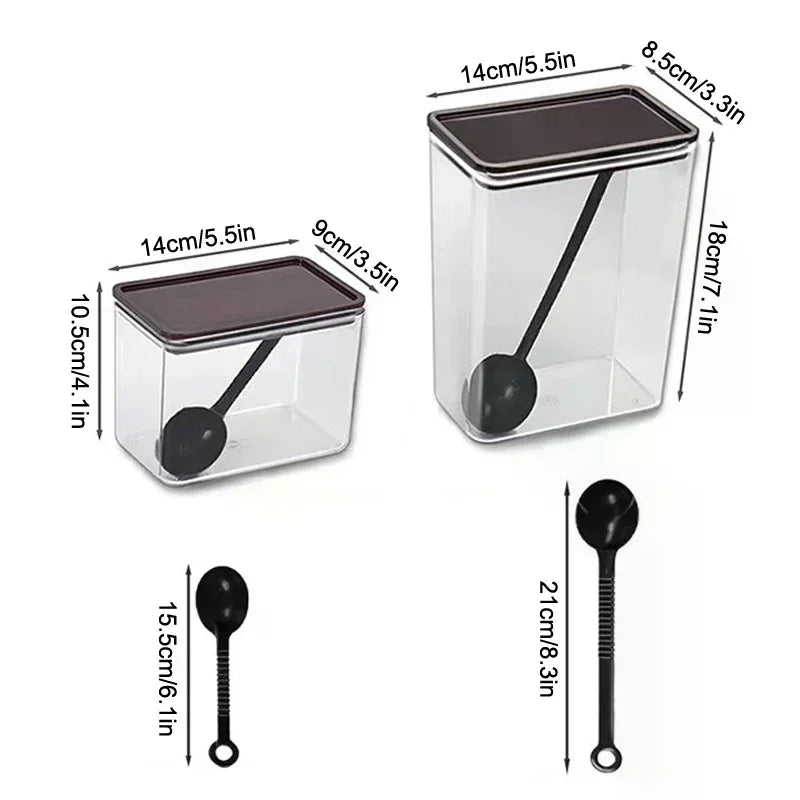 Plastic Sealed Box Storage Jar Storage Containers Special Fruit Powder Box Square Transparent Sealed Jar Coffee Bean Sealed Jar Qme