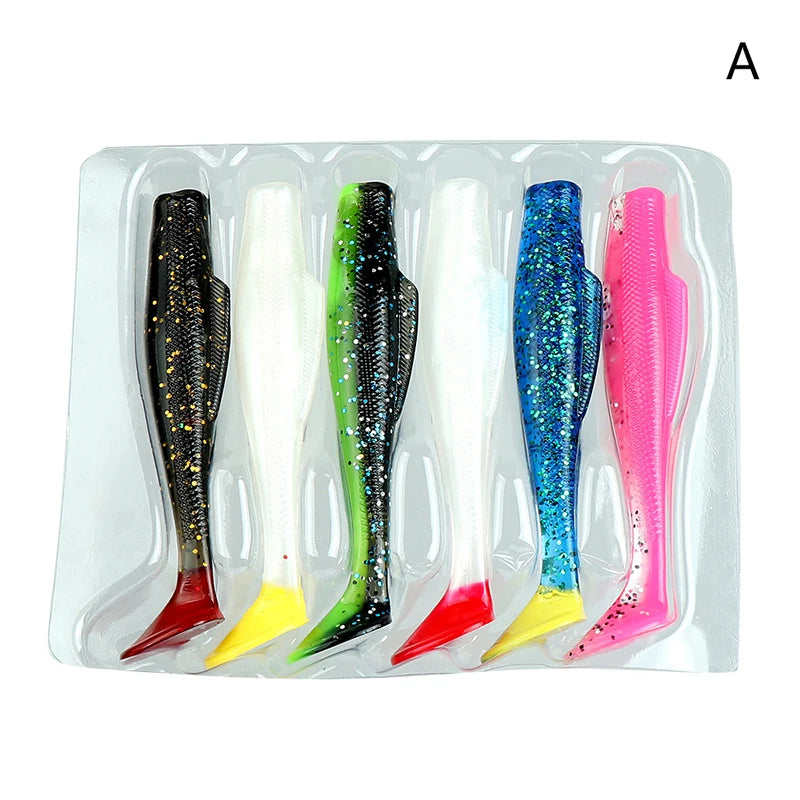 Lot Soft Swimbait Floating T-tail Fishing Lure TPR Paddle Tail Qme A