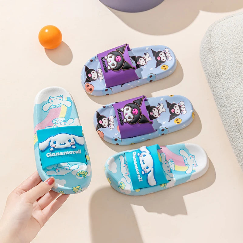 Hello Kitty Kuromi Slippers Non-Slip for Home Use Indoor Slippers for Students Cute Thong Sandals Qme