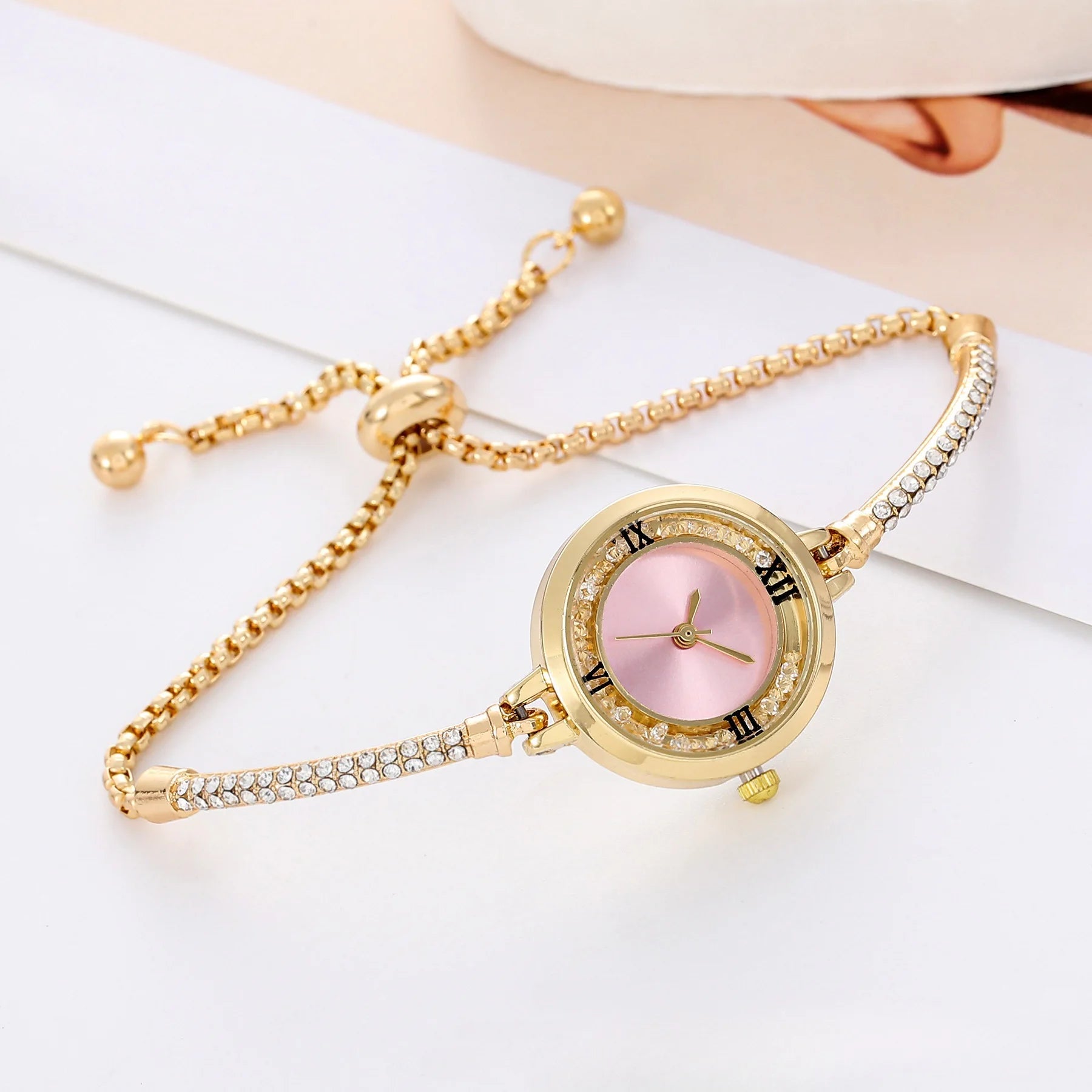 Relógio de pulseira de aço feminino, Quartz Watch, Luxo, Small Dial, Women Watches, Moda Qme
