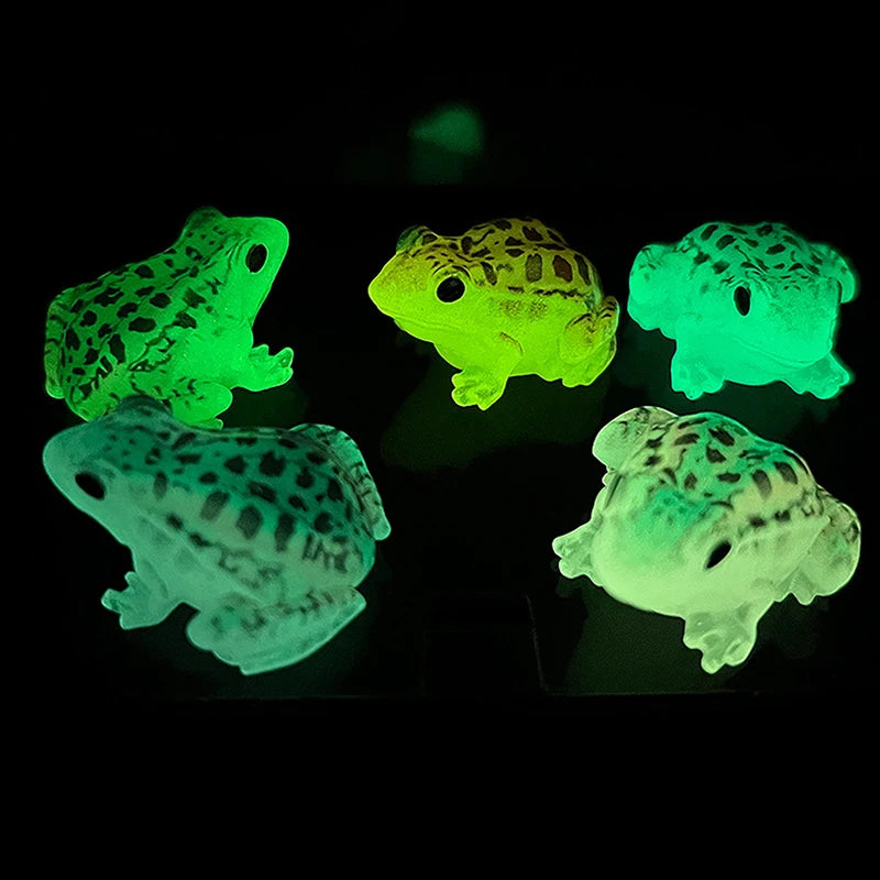 Lot Luminous Frog Figurines Landscape Gifts Resin Miniature Frogs Qme