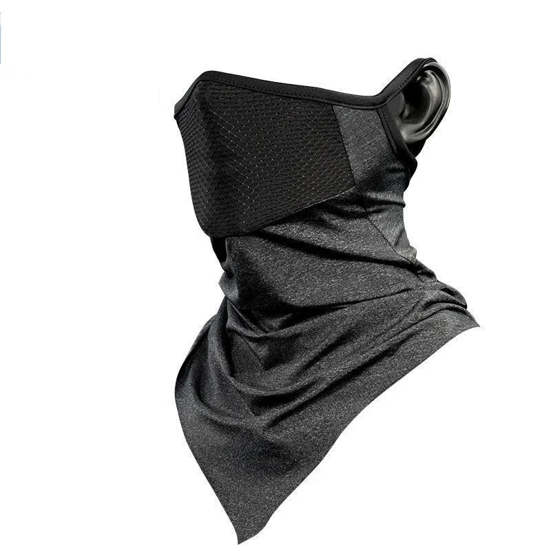 Summer Men Mask Full Face Bicycle Neckerchief Cycling Bandana UV Protection Mask Breathable Ice Silk Outdoor Hanging Ear Scarf Qme dark gray One Size