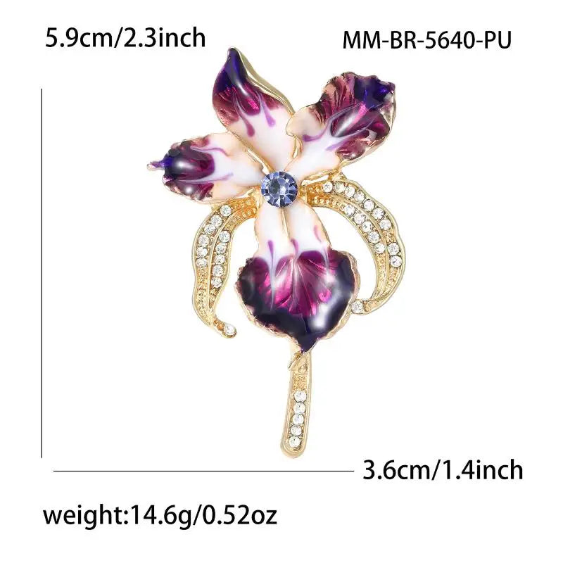 1Pcs Beautiful Women's Clothes Bag's Plants Brooch Pins Elegant Enamel Orchid Flower Brooches Gifts DIY Accessories Qme A2