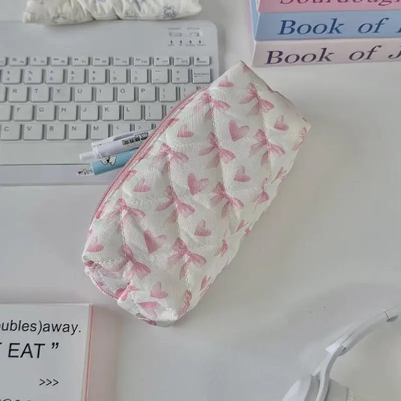 Cute Butterfly Knot Cherry Blossoms Pencil Case Large Capacity Qme A3
