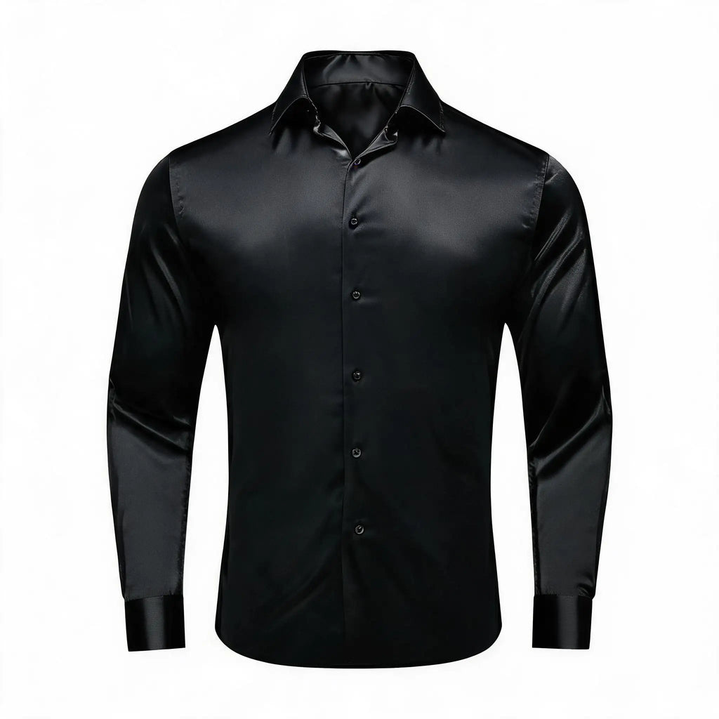 Solid LS Shirt Brown or Pink or Purple or Green or Blue or Black or Red Basic Button Office Daily Fit Qme