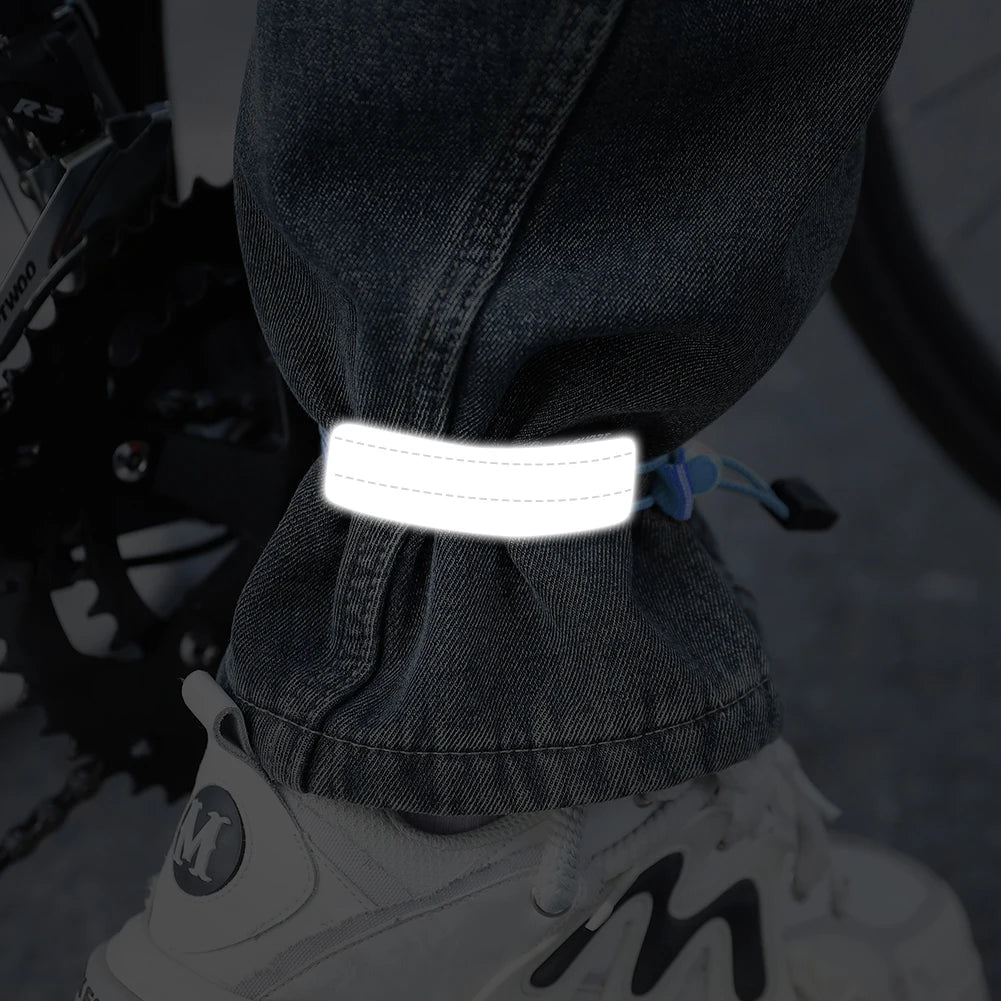 Reflective Cycling Pants Cuff Band High Visibility Trouser Leg Straps Adjustable Bicycle Trouser Bands for Outdoor Sports Qme