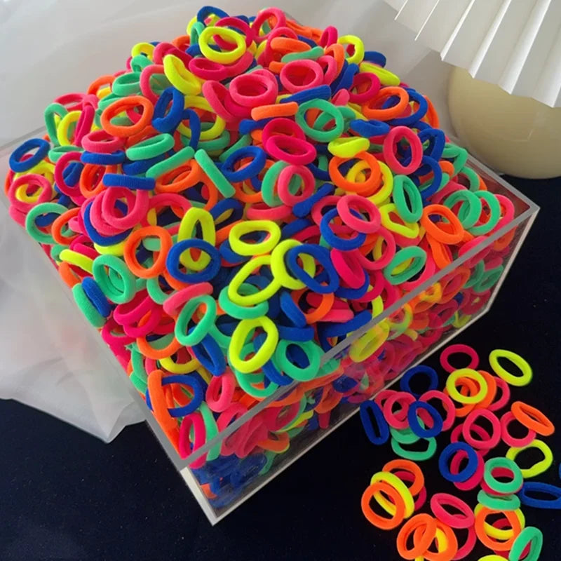 100Pcs Colorful Basic Nylon Ealstic Hair Ties For Girls Ponytail Hold Scrunchie Rubber Band Kid Fashion Hair Accessories Qme