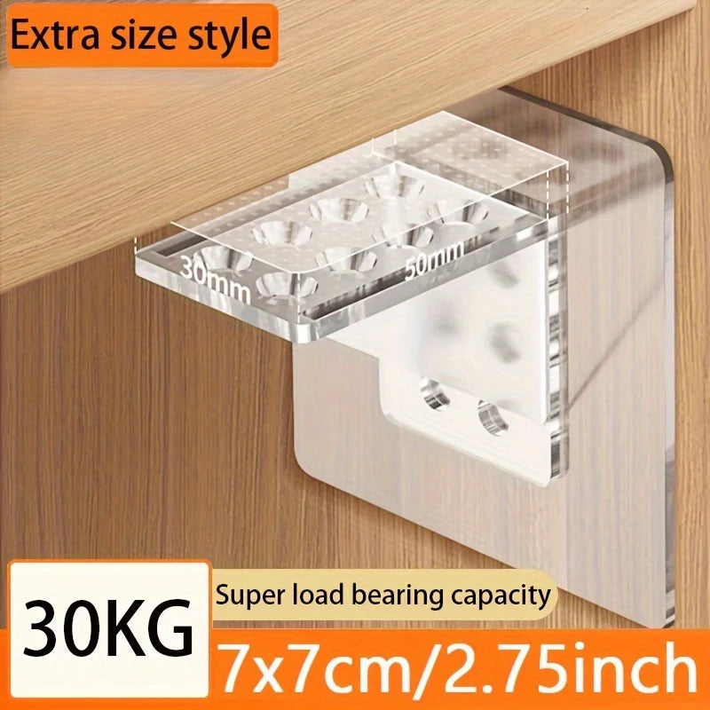 Punch Free Clear Acrylic Shelf Support Brackets, Adhesive Layer Board Holders for Wardrobe Cabinet Qme