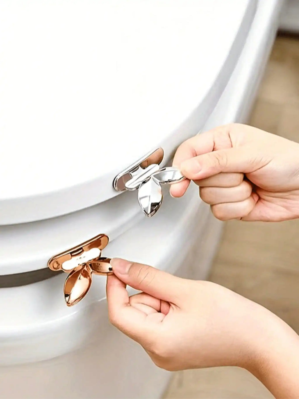 2 Rose Gold Toilet Seat Riser Kits No-hand-dirtying Puller Qme