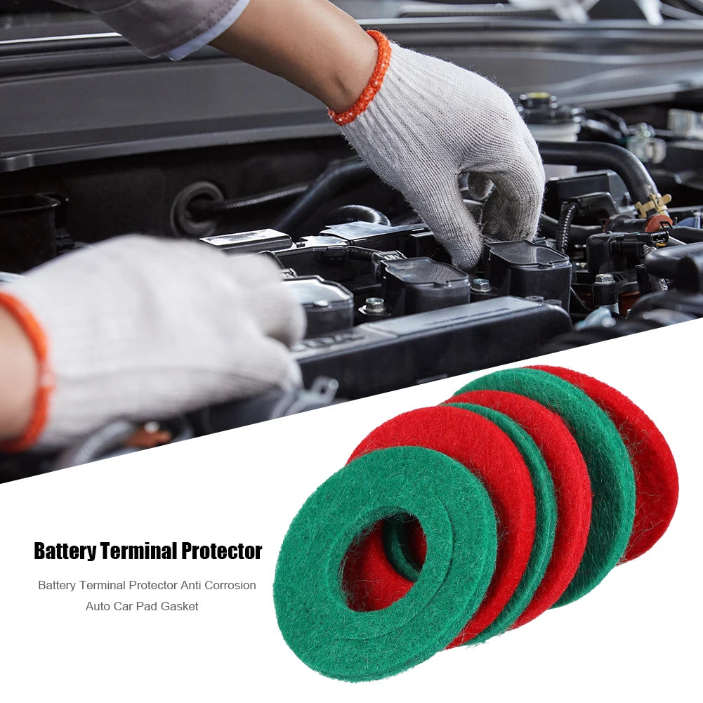 10pcs Auto Car Battery Terminal Protector Gasket Pad Battery Terminal Anti-Corrosion Washer Ring Mat Car Accessories Qme
